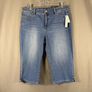 Talbots Flawless Pedal Pusher Denim Capri Cropped Blue Slimming 12P Petite NWT